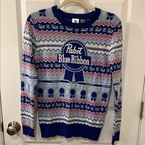 Pabst Blue Ribbon Cardigan with Nordic Patterns holiday Men’s Size Small